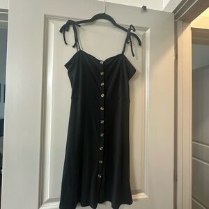 Poof! Black Mini Dress with Button Detail